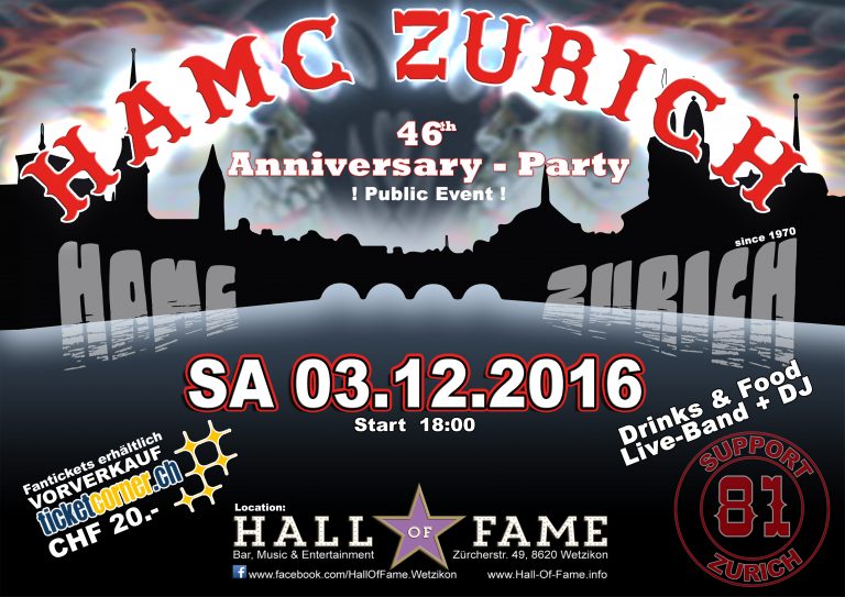 HAMC ZURICH 46TH ANNIVERSARY PARTY